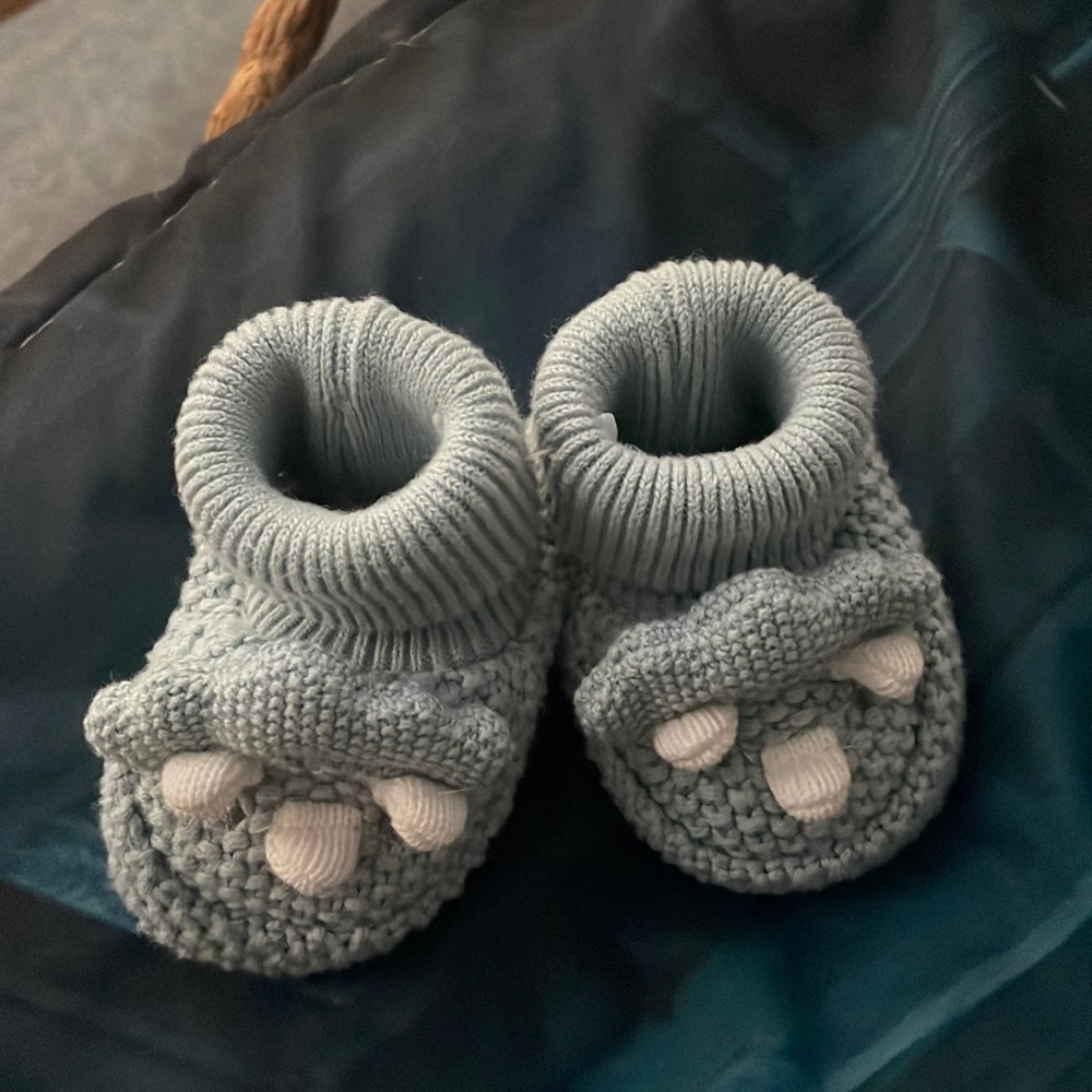 Baby blue baby booties